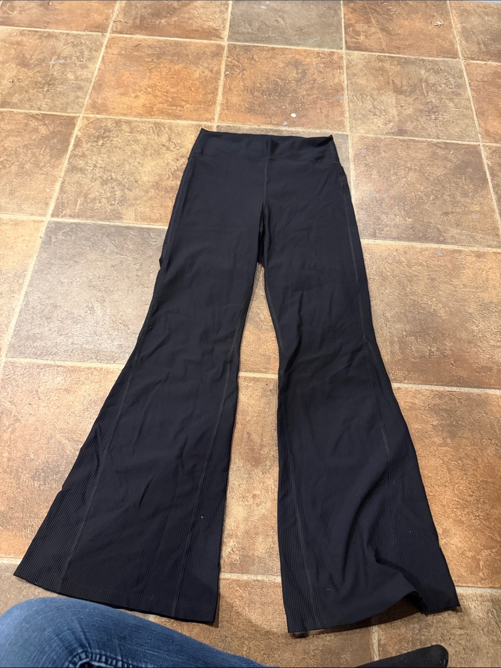 Old Navy Black Ribbed high rise super flare